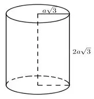 Câu 20: Một khối trụ bán kính đáy là $a\sqrt 3 ,$ chiều cao là $2a\sqrt 3 .$ Tính thể tích khối cầu ngoại tiếp khối trụ.